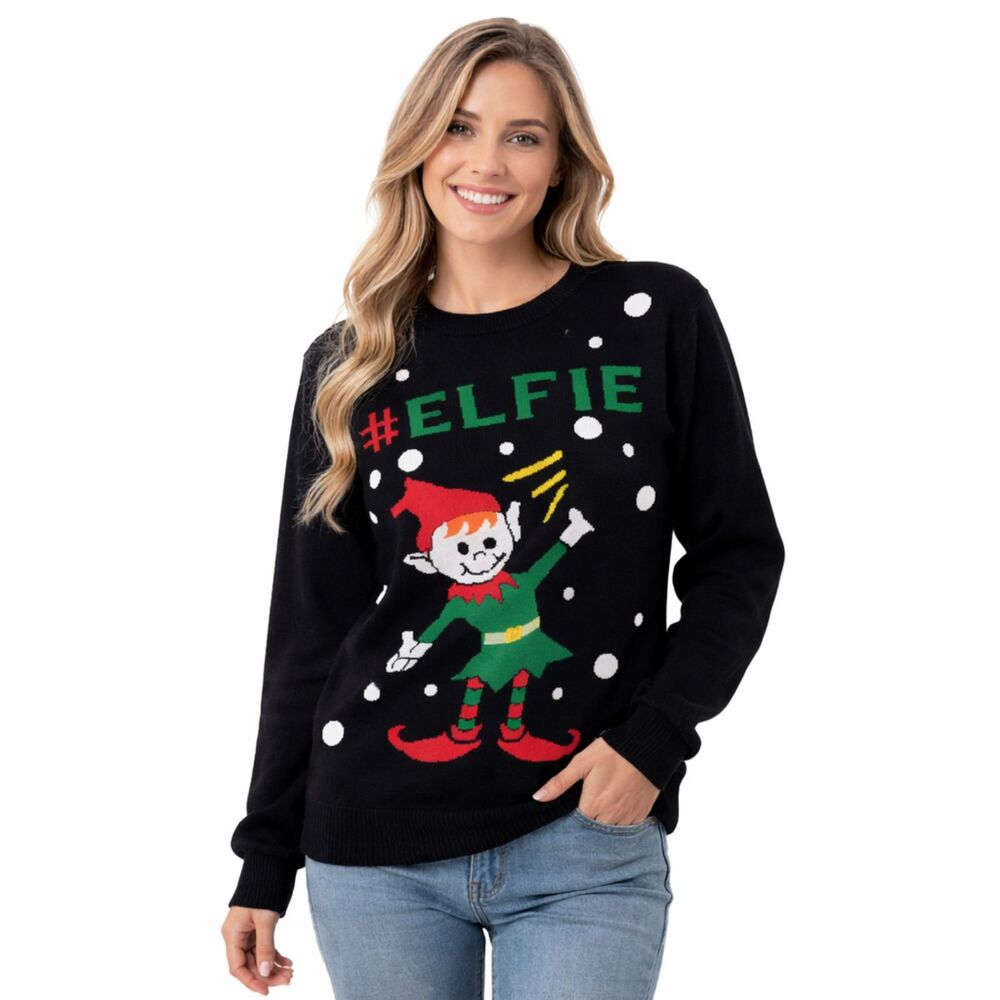 Christmas Elfie Ugly Pullover Sweater Large